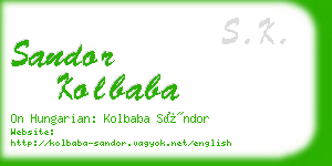 sandor kolbaba business card